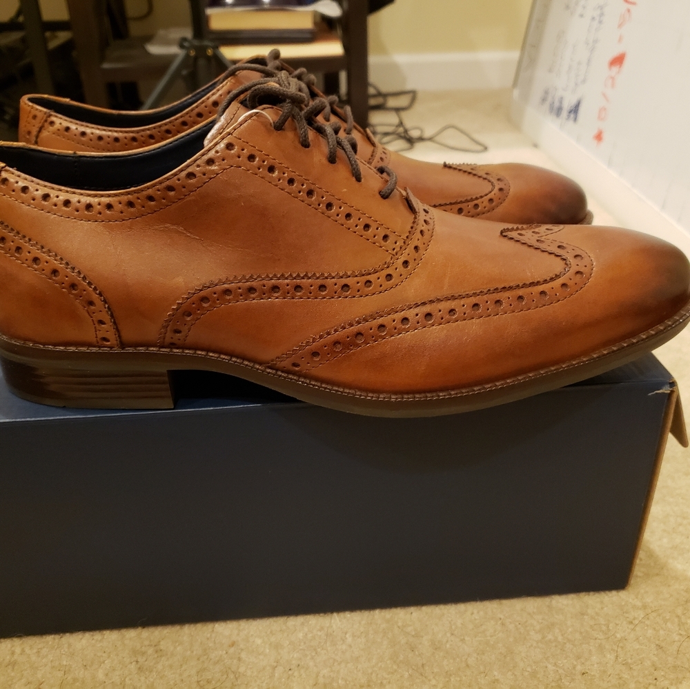 Cole Haan Wayne Oxford wingtips tan dress shoes 12